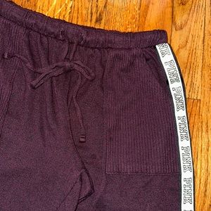 PINK jogger set, burgundy with logo white stripe on side